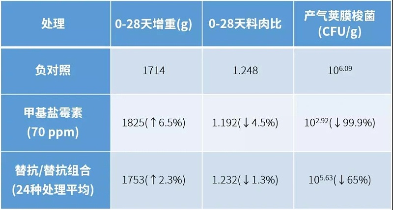 替抗類飼料添加劑對肉雞生產性能和腸道產氣莢膜梭菌數量的影響1